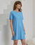 Chemise de nuit courte imprimée pois (bleu)