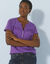 T-shirt col tunisien manches courtes, broderie anglaise (violet)