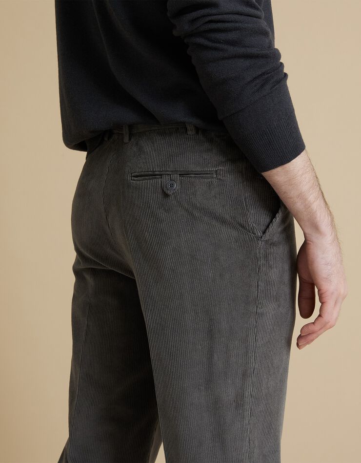 Pantalon velours taille élastiquée sans pince (gris)