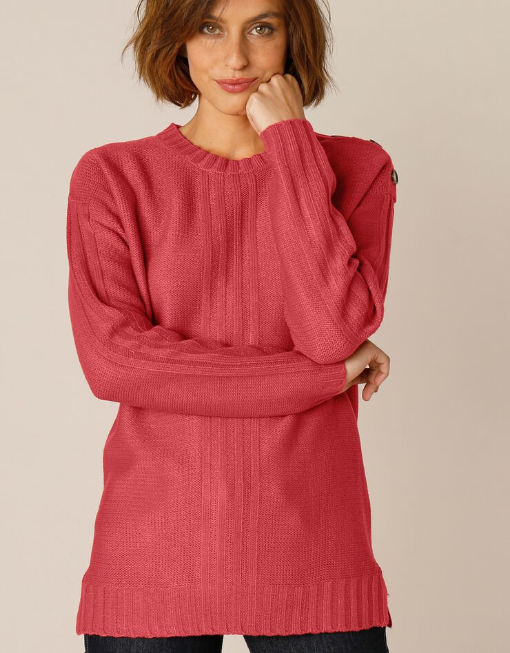 Pull fcol rond maille fantaisie (paprika)