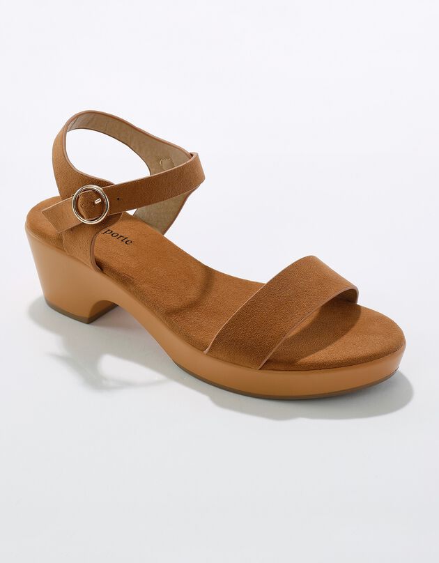Sandales style sabot semelle légère effet bois (caramel)