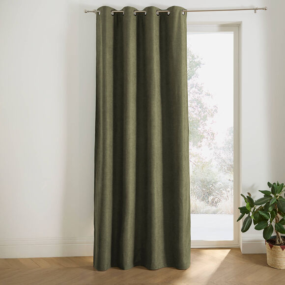 Rideau occultant et isolant finition oeillets (kaki)