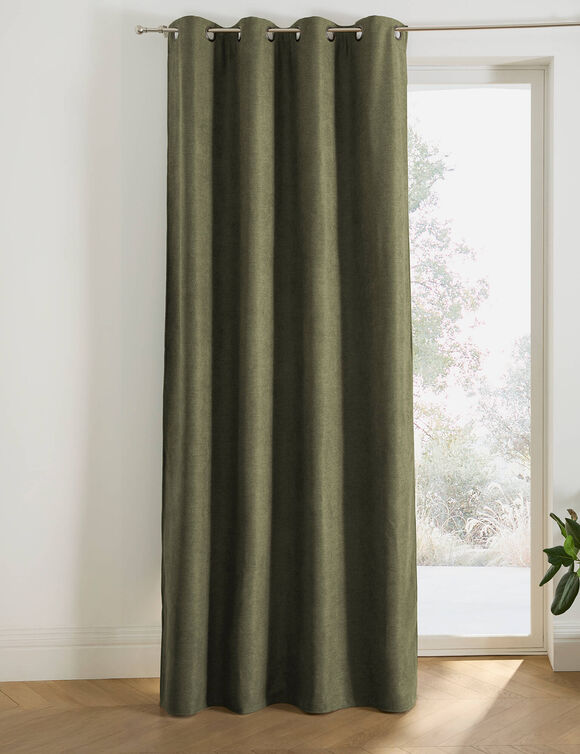 Rideau occultant et isolant finition oeillets (kaki)