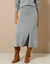 Jupe midi évasée en tricot (gris chiné)