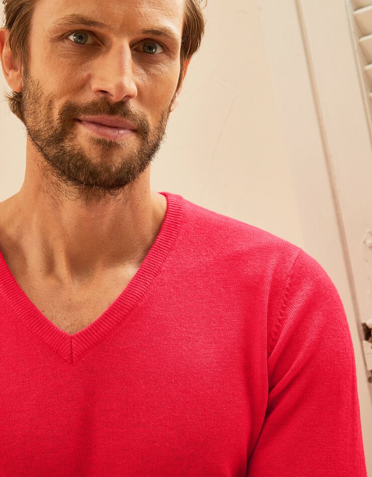 Pull col V 80% laine (corail) Pull col V 80% laine (corail)