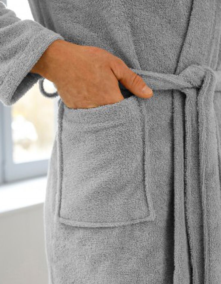 Peignoir mixte adulte uni coton éponge bouclette col kimono personnalisé (gris) Peignoir mixte adulte uni coton éponge bouclette col kimono personnalisé (gris)