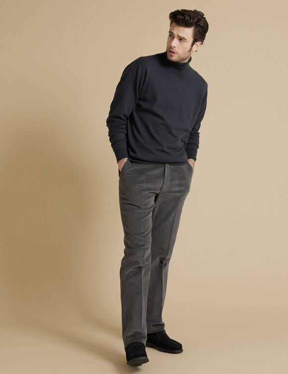 Pantalon ville velours côtelé élastiqué côtés (gris)