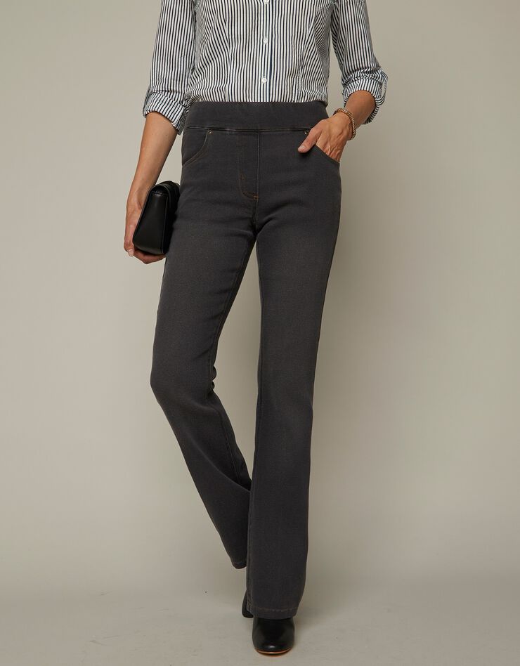 Jean bootcut ultra stretch, maille effet jean (gris) Jean bootcut ultra stretch, maille effet jean (gris)