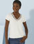 T-shirt col V dentelle (écru)