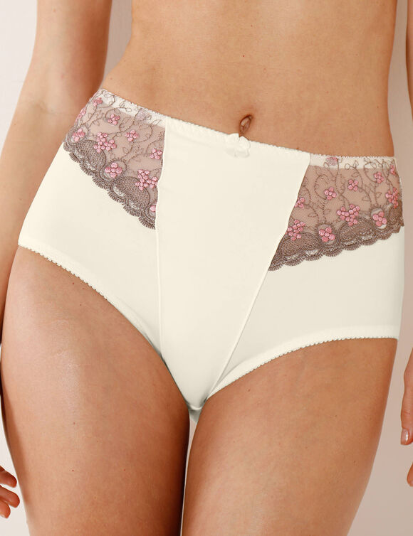 Gainette microfibre tulle brodé Caminata (ivoire)