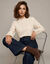 Blouse broderie anglaise col montant, d&eacute;tails macram&eacute;, coton (beige)