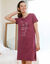 Chemise de nuit courte manches courtes, imprim&eacute; chat - lot de 2 (prune + rose)