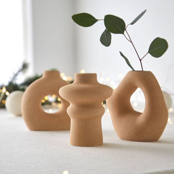 Soliflore style minéral texturé - lot de 3 (sable)