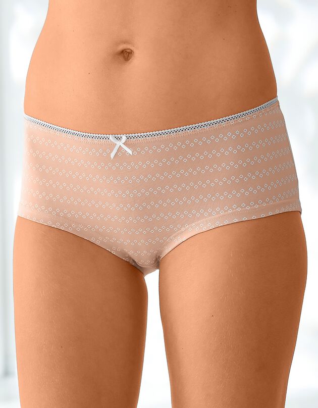 Shorty coton iimprimé motif à pois assortis – lot de 4 (noir / blush)