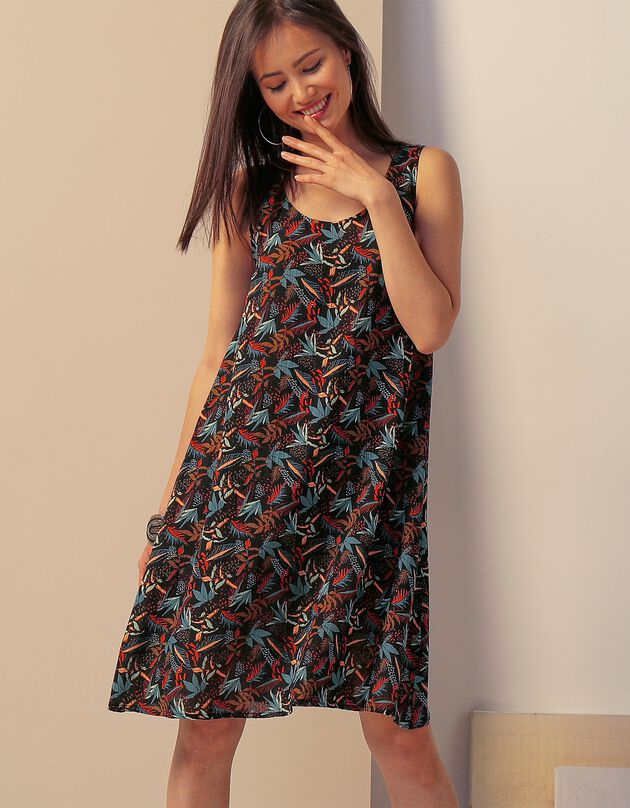 Robe imprimée sans manche (noir / bronze) Robe imprimée sans manche (noir / bronze)