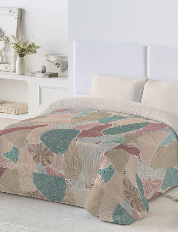 Couette microfibre imprimé Catalan 200 g/m² (bleu / rose)