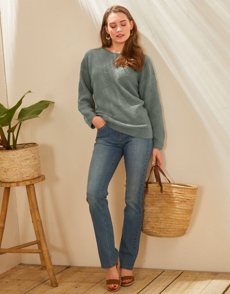Pull manches longues, maille fantaisie (bronze) Pull manches longues, maille fantaisie (bronze)