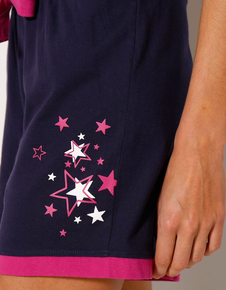 Short uni + étoiles - jersey coton (marine)