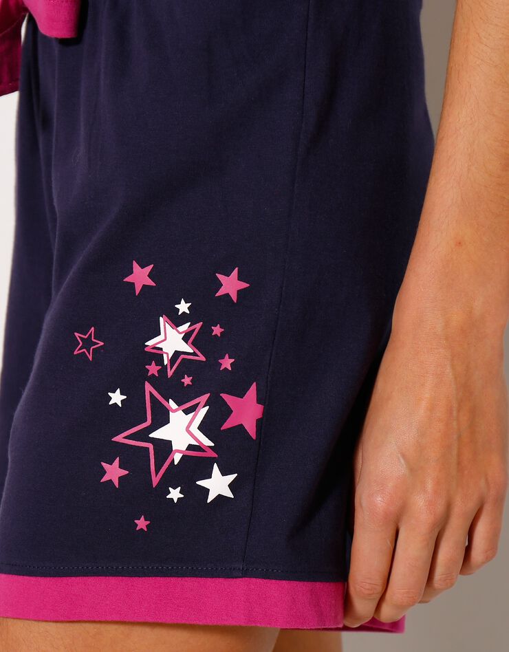 Short uni + étoiles - jersey coton (marine) Short uni + étoiles - jersey coton (marine)