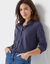 T-shirt boutonné manches longues, col polo (marine)