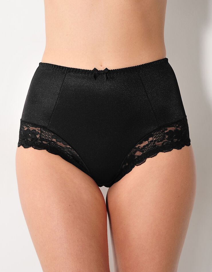 Gainette maille satinée et dentelle Avila - lot de 2 (blanc + noir)