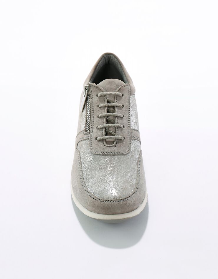 Baskets zippées compensées en cuir femme (gris clair) Baskets zippées compensées en cuir femme (gris clair)