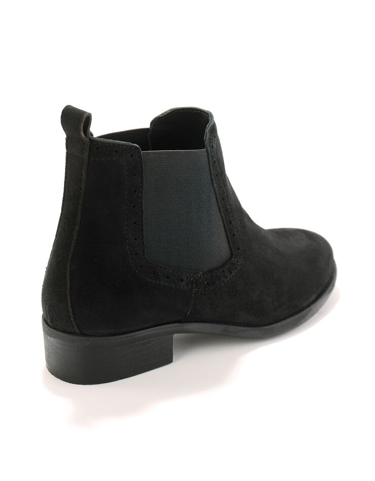 Boots élastiquées perforées Chelsea en croûte de cuir (noir) Boots élastiquées perforées Chelsea en croûte de cuir (noir)