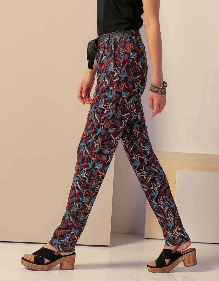 Pantalon imprimé, ceinture amovible (noir / bronze) Pantalon imprimé, ceinture amovible (noir / bronze)
