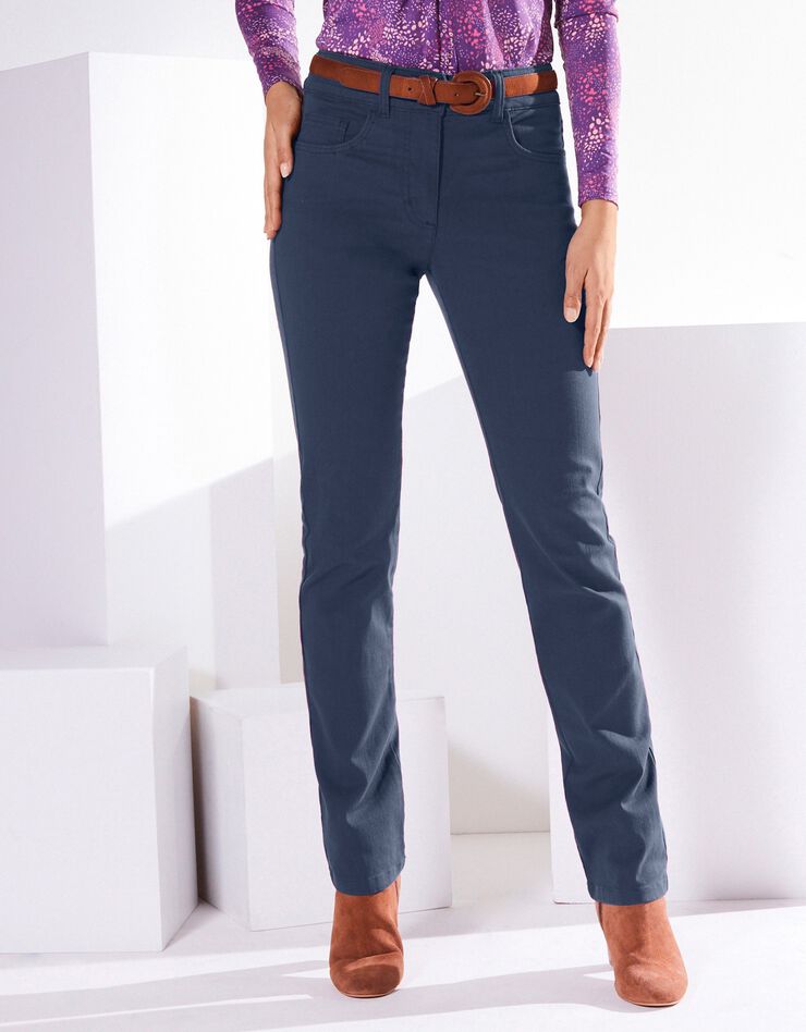 Pantalon droit gainant - petite stature entrej. 75 cm (bleu grisé)