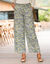 Pantalon large imprimé, taille élastiquée (kaki / bleu)