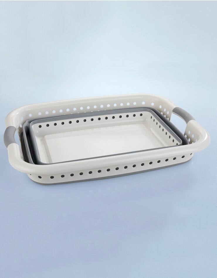 Panier à linge rectangulaire pliable gain de place (blanc/gris)