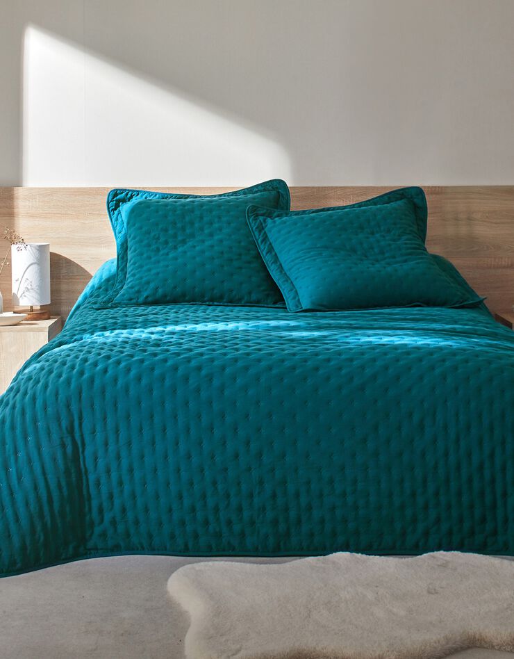 Couvre-lit matelassé - microfibre (bleu paon)