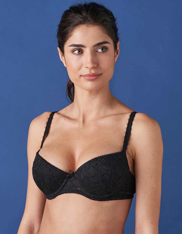 Soutien-gorge dentelle forme corbeille effet push-up - avec armatures (noir) Soutien-gorge dentelle forme corbeille effet push-up - avec armatures (noir)