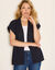 Gilet sans manches, maille fantaisie (marine)