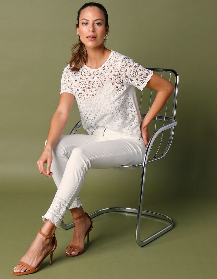 Tee-shirt macramé manches courtes (blanc)