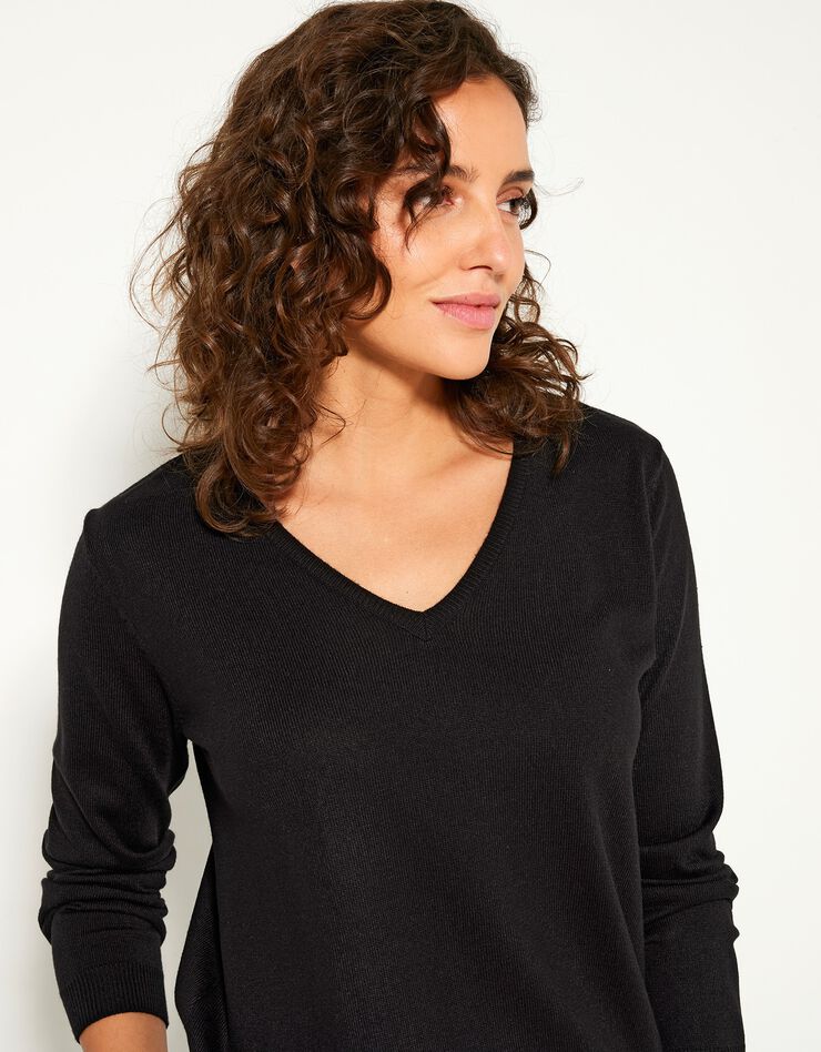 Pull col V toucher cachemire (noir) Pull col V toucher cachemire (noir)