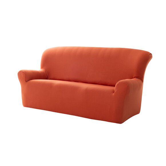 Housse unie fauteuil canapé bi-extensible  (terracotta)