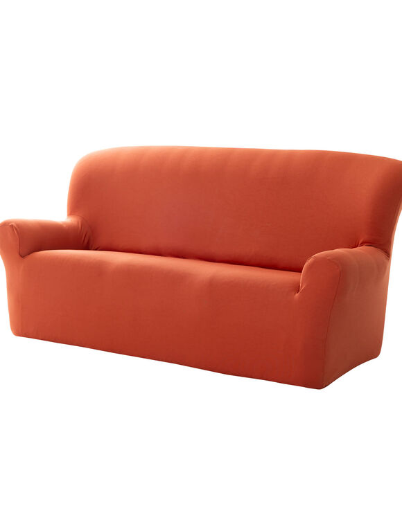 Housse unie fauteuil canapé bi-extensible  (terracotta)