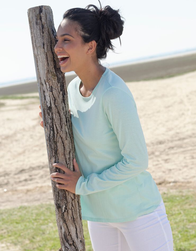 Tee-shirt uni manches longues (aqua)