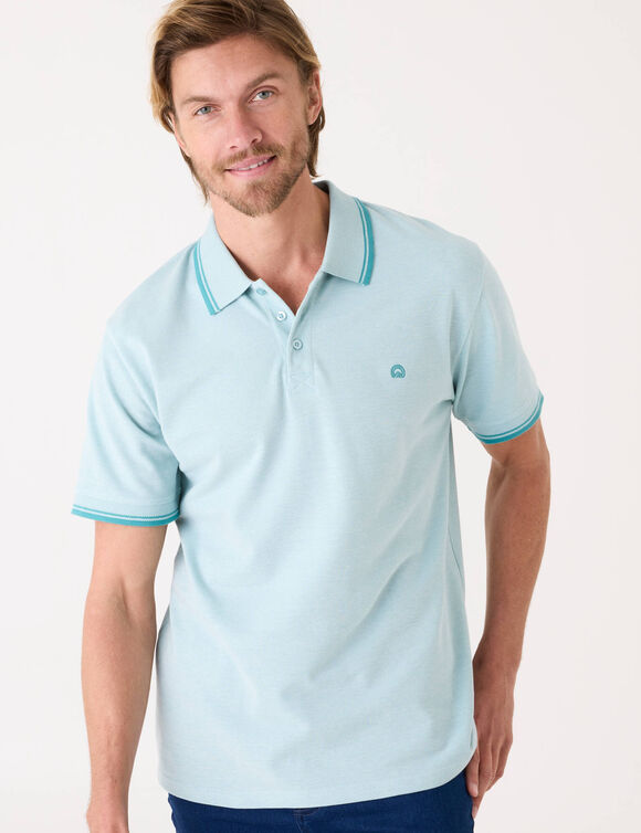 Polo moulin&eacute; maille piqu&eacute;e manches courtes  (c&eacute;ladon moulin&eacute;)
