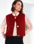 Gilet sans manches toucher doux, boutons dorés (bordeaux)