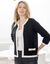 Cardigan bicolore esprit veste, en maille jersey (noir / écru)