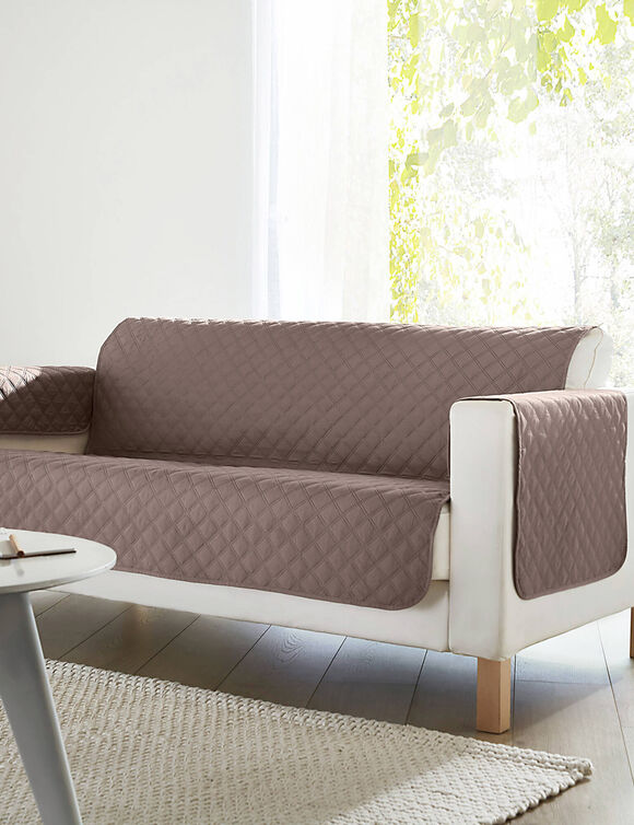 Protège-salon antiglisse microfibre matelassé (taupe)
