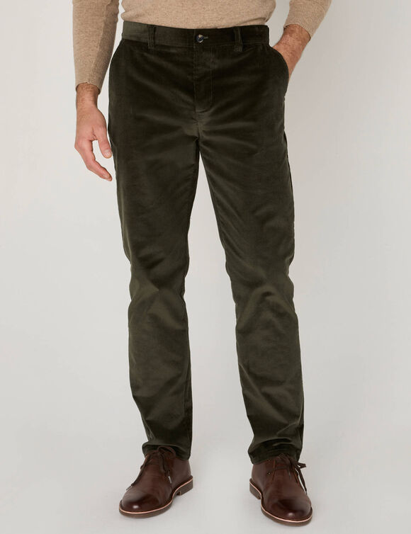 Pantalon chino velours fines c&ocirc;tes  (vert gris&eacute;)