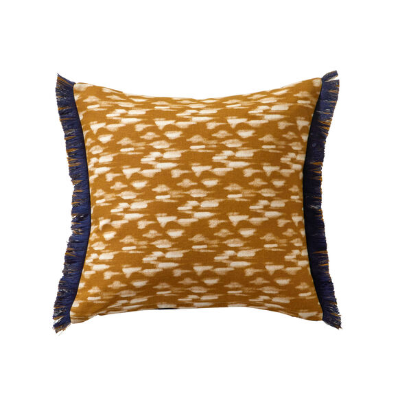 Coussin double face imprimé ethnique (beige / caramel)