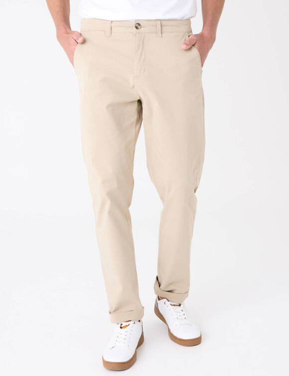 Pantalon chino toile serg&eacute; (beige)