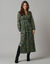 Robe manches longues détails volantés, voile jacquard imprimé (noir / vert)