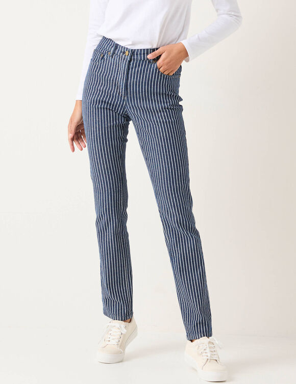 Jean droit rayé (dark blue)