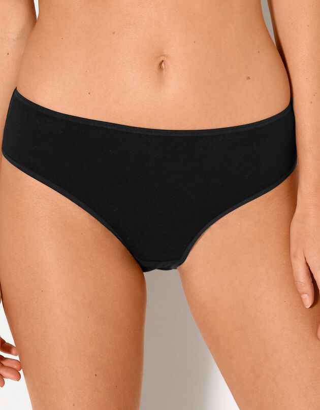 Culotte forme taï en coton extensible uni – lot de 10  (blanc / noir)