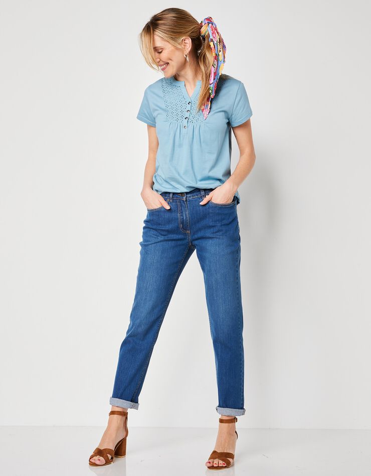 Jean stretch coupe mom (stone) Jean stretch coupe mom (stone)